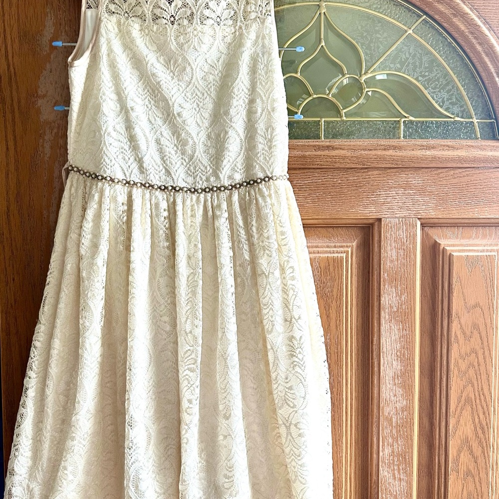 Elegant Cream Lace Kids Dress